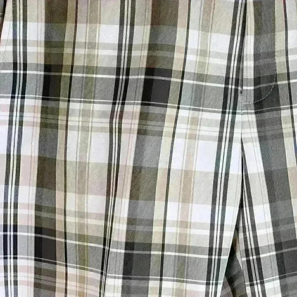 Men's Haggar Cool 18 Pro Size 32 brown/tan/hidden expandable waist plaid golf - Picture 3 of 9